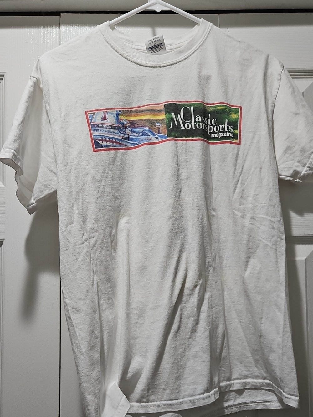 Vintage Classic Motorsports Magazine White Graphic Tee